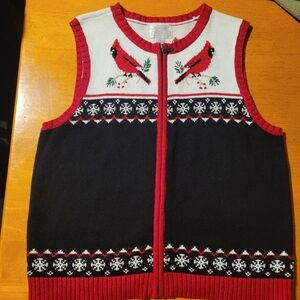 CHRISTOHER & BANKS Cardinal knit Ramie and Cotton blend zip up vest